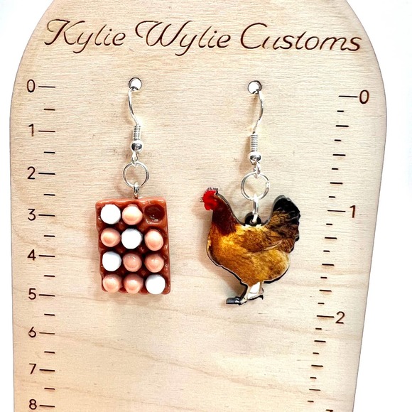 Chicken & Eggs Earrings - Mismatch Earrings - Farm Earrings - TikTok Inspired - Picture 8 of 8